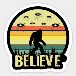 Retro Believe in Bigfoot Sticker